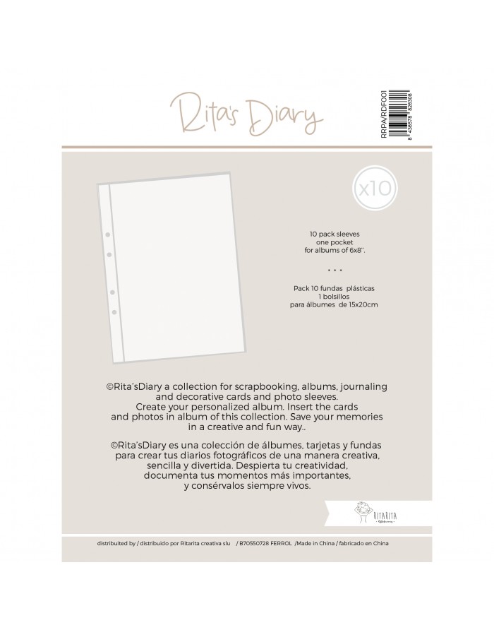 6x8" 1-pocket sleeves for Rita's Diary