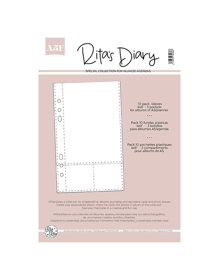 4x8" - 3 pockets sleeves for Rita's Diary