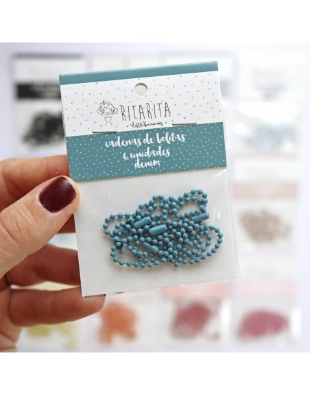 Set of 6 Denim ball chains