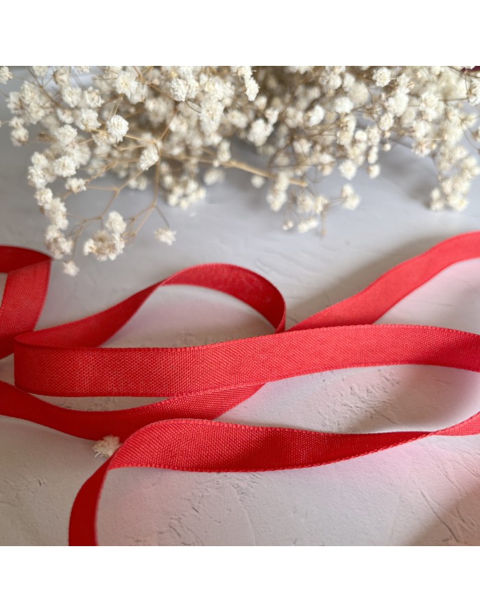 Red color linen ribbon