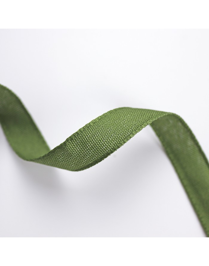 Leaf green color linen ribbon