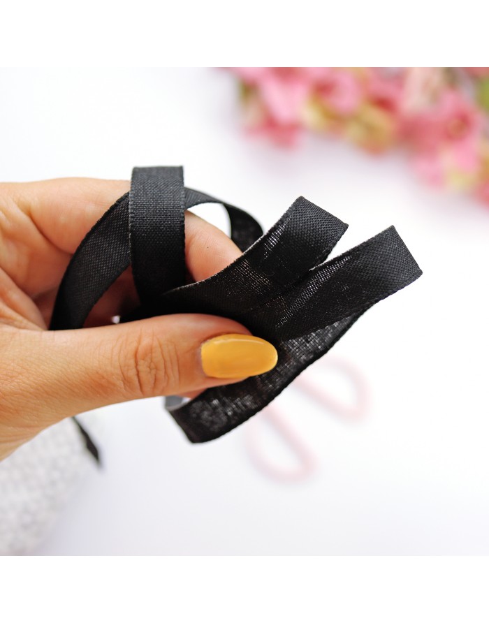 Black color linen ribbon