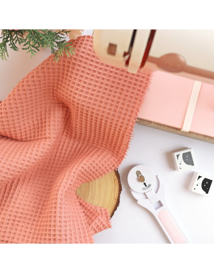 Coral Waffle fabric