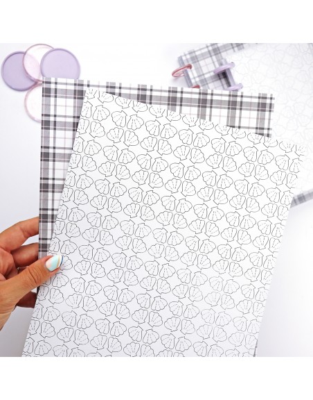 Set of 2 DIE-CUT sheets 'Squares/Shells'