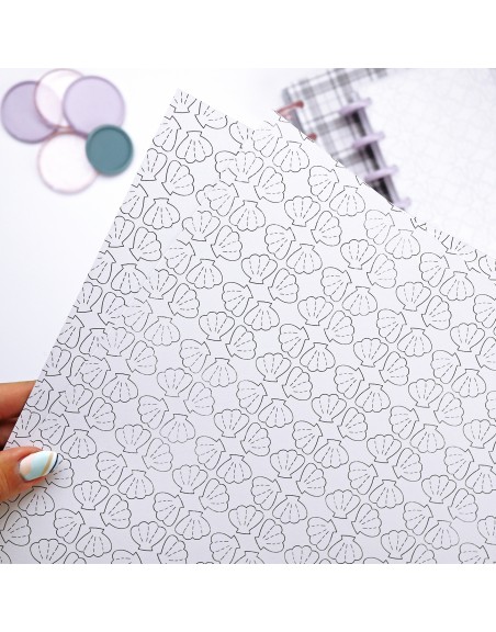 Set of 2 DIE-CUT sheets 'Squares/Shells'