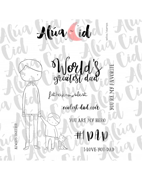 Dad ENGLISH clear stamps set | Alúa Cid