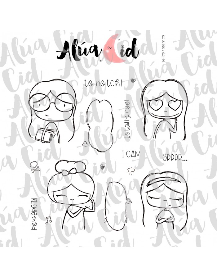 Powergirl ENGLISH clear stamps set |...