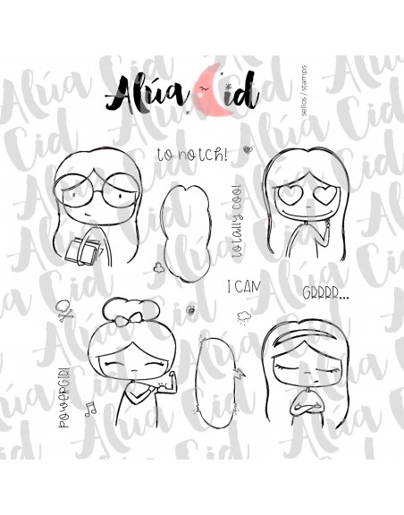 Powergirl ENGLISH clear stamps set | Alúa Cid