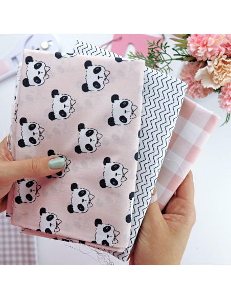 5m Panda Salmón printed fabric | Panda by Alúa Cid