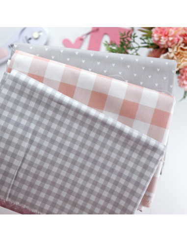 Grey Vichy fabric. Pequeño Panda collection Grey Vichy fabric. Pequeño Panda collection