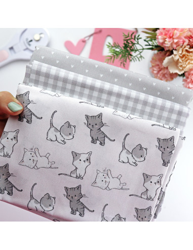 5m Vichy Gris printed fabric | Panda... 5m Vichy Gris printed fabric | Panda...