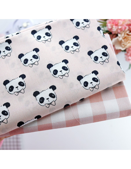 5m Cuadros Salmón printed fabric | Panda by Alúa Cid