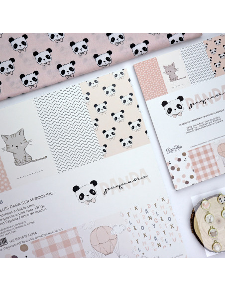 Paper pad 12x12" pink Panda