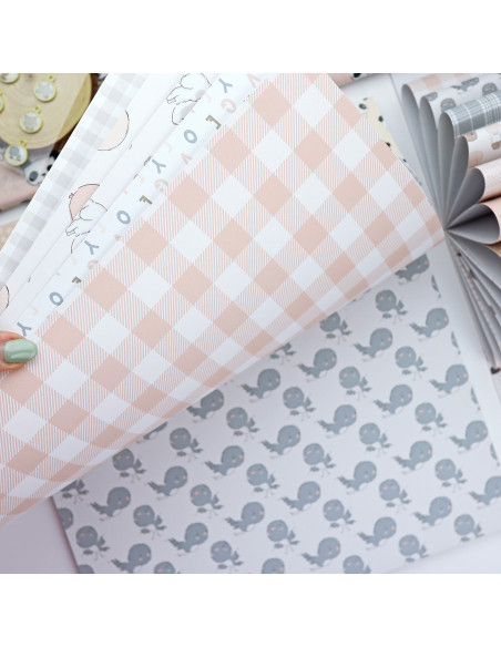 Paper pad 12x12" pink Panda