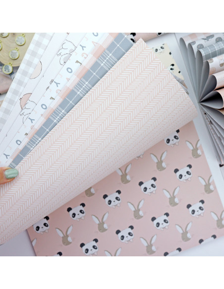 Paper pad 12x12" pink Panda