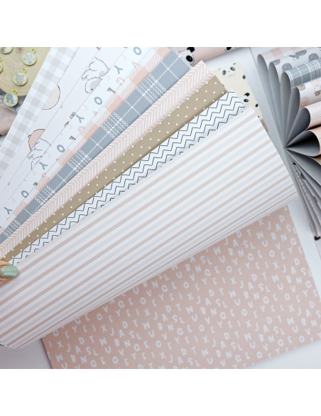 Paper pad 12x12" pink Panda