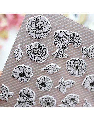 Camelias Puffy stickers set Camelias Puffy stickers set