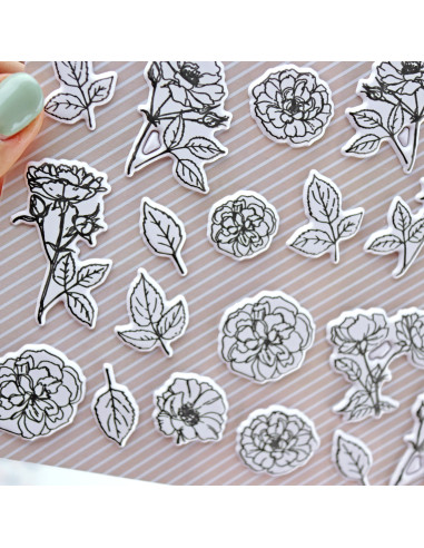 Camelias Puffy stickers set Camelias Puffy stickers set