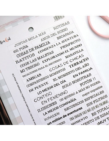 Blanco phrase stickers to document