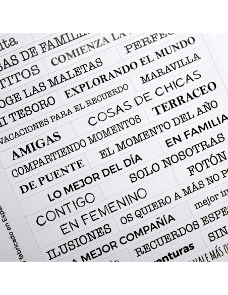 Blanco phrase stickers to document