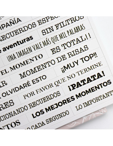 Blanco phrase stickers to document