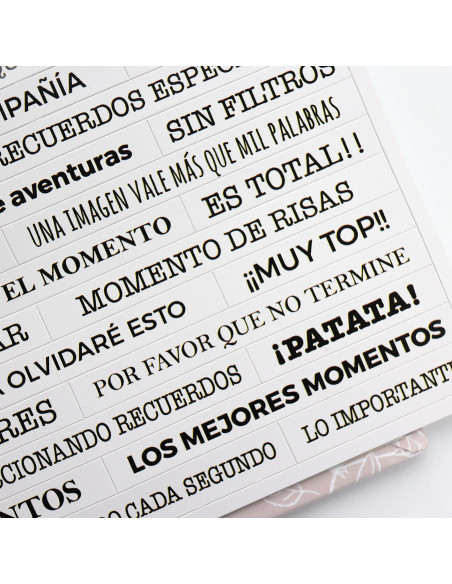 Blanco phrase stickers to document