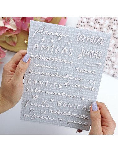 En Femenino. White puffy stickers | Rita´s Diary collection