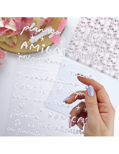 En Femenino. White puffy stickers | Rita´s Diary collection