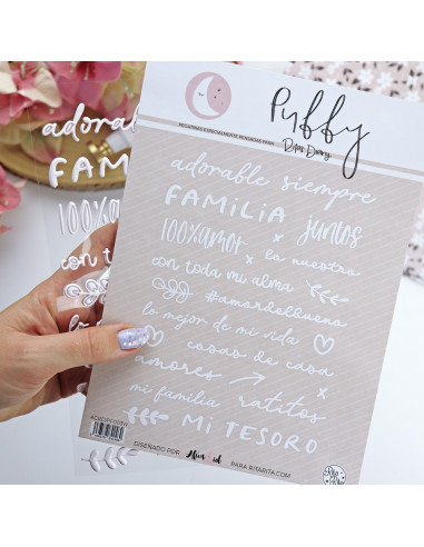 En Familia. White puffy stickers | Rita´s Diary