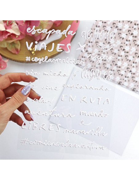 Escapada. White puffy stickers | Rita´s Diary