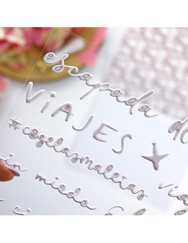 Escapada. White puffy stickers | Rita´s Diary