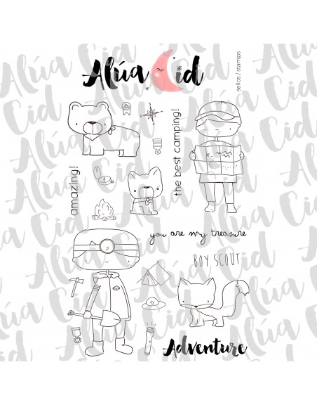 The best camping ENGLISH clear stamps set | Alúa Cid