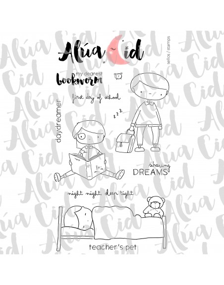 Night Night ENGLISH clear stamps set | Alúa Cid