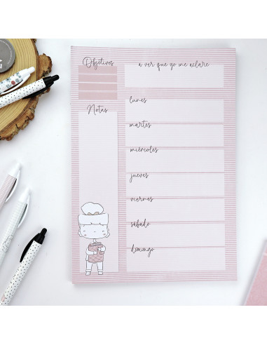 Rosa A4 weekly notepad | Menos es nada collection