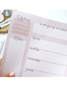 Rosa A4 weekly notepad | Menos es nada collection 2