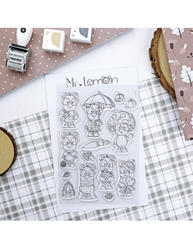 Mr Lemon en Otoño clear stamps set | Andrea la gafotas