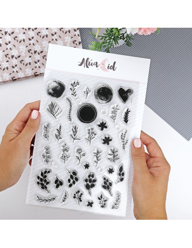 Una de flores clear stamp set