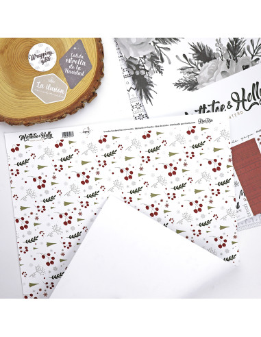 Mi Navidad Perfecta laminated paper | Mistletoe & Holly collection by Mamen Montero