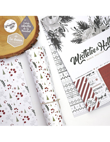 Mi Navidad Perfecta laminated paper | Mistletoe & Holly collection by Mamen Montero
