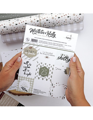 Card and Solid paper pad 6x8" Mistletoe & Holly | Mamen Montero