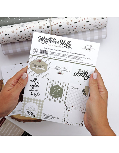 Card and Solid paper pad 6x8" Mistletoe & Holly | Mamen Montero