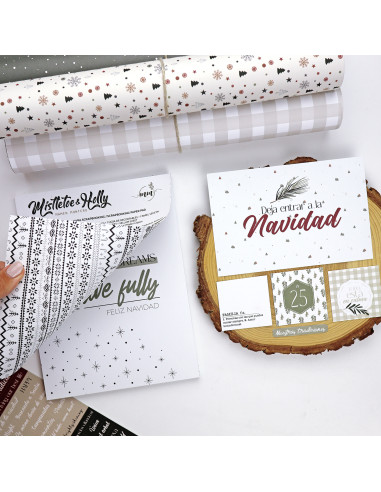 Card and Solid paper pad 6x8" Mistletoe & Holly | Mamen Montero Card and Solid paper pad 6x8" Mistletoe & Holly | Mamen Montero