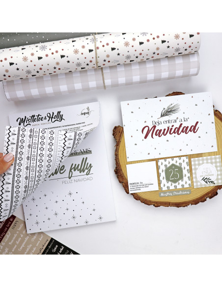 Card and Solid paper pad 6x8" Mistletoe & Holly | Mamen Montero