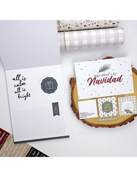 Card and Solid paper pad 6x8" Mistletoe & Holly | Mamen Montero