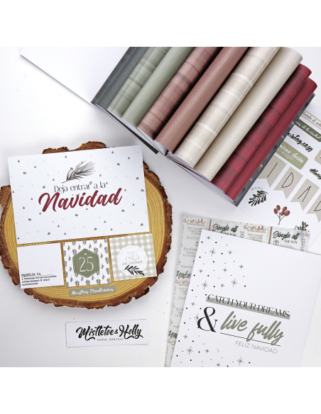 Mistletoe & Holly 6x8" Card and Solid paper pad | Mamen Montero design