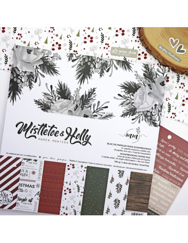 Paper pad 12x12" | Mistletoe & Holly collection by Mamen Montero