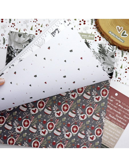 Paper pad 12x12" | Mistletoe & Holly collection by Mamen Montero