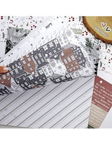 Paper pad 12x12" | Mistletoe & Holly collection by Mamen Montero