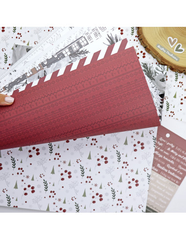 Paper pad 12x12" | Mistletoe & Holly collection by Mamen Montero