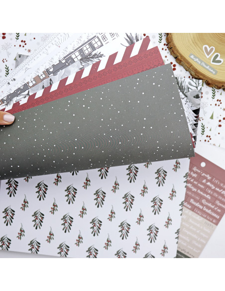Paper pad 12x12" | Mistletoe & Holly collection by Mamen Montero